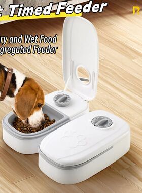 Pet Automatic Feeder Timed Quantification Separate Bowls for