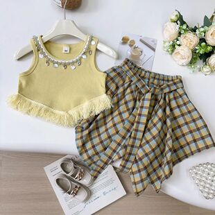 Color Solid Set Girls Years Clothing Summer Tass