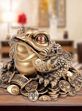 Feng Shui Wealth Fortune Toad Figurine Tabletop Sculpture De