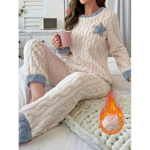 2-piece set of women's autumn and winter pajamas, thick pant
