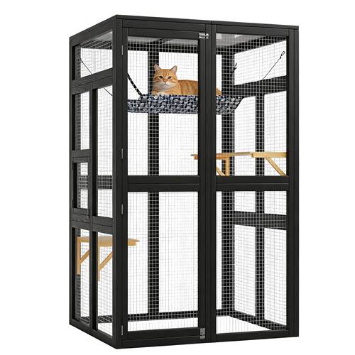64 Inch Large Wooden Catio Outdoor Cat Enclosure Window Cat
