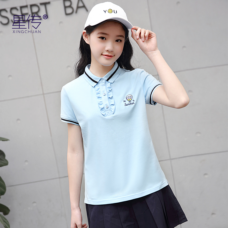 星传少女夏装中学生短袖t恤女韩版运动polo衫夏季初高中生上衣女