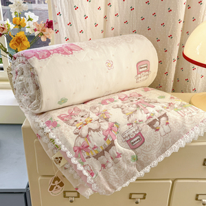 A+母婴级洛丽塔公主风水洗双层纱夏被绗缝可机洗儿童单双人被子