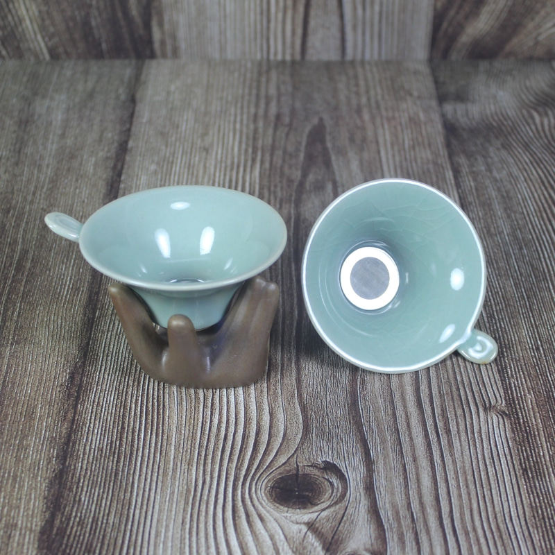 茶漏青瓷托茶滤茶叶过滤网泡茶器茶道/零配