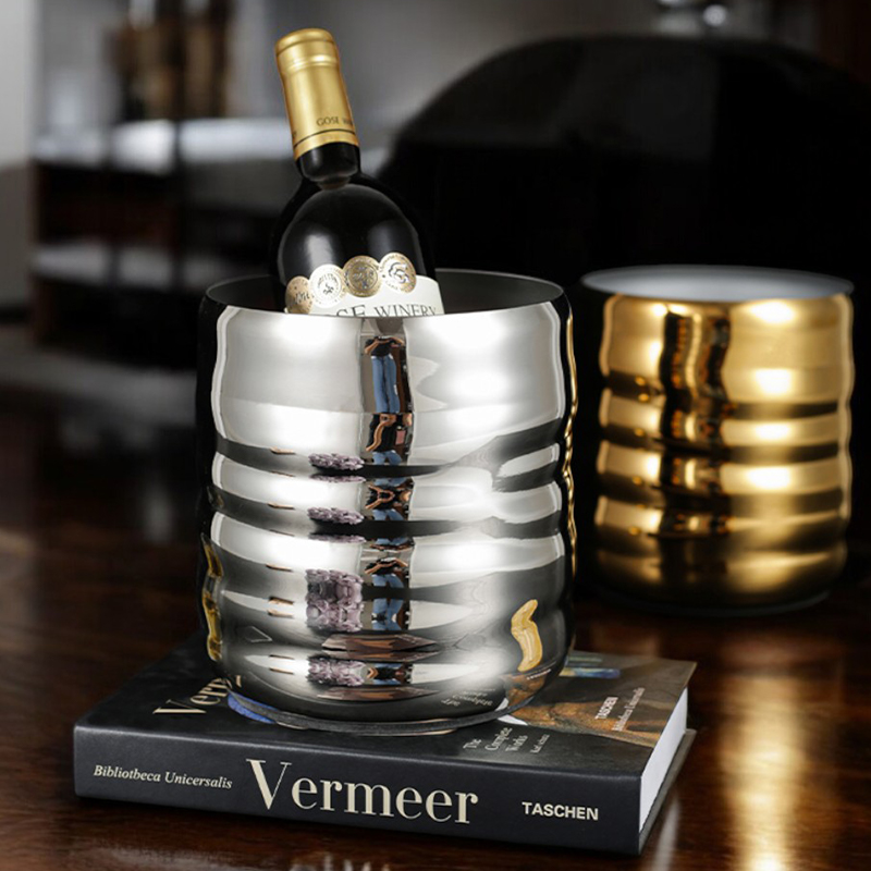 新品不锈钢冰桶欧式红酒冰镇桶香槟桶酒吧餐厅酒水冰镇器加厚金属