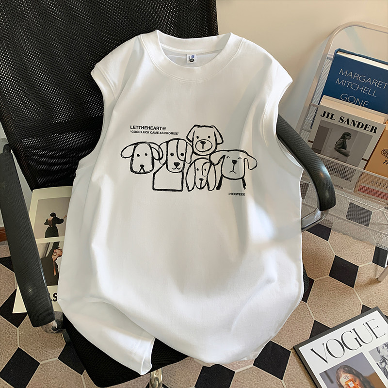 百搭休闲宽松背心2025新款男生夏季小新纯棉坎肩动漫小众无袖t恤