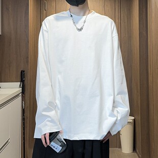 纯色基础内衬打底衫男纯棉宽松上衣内搭男女长袖T恤秋冬百搭衣服