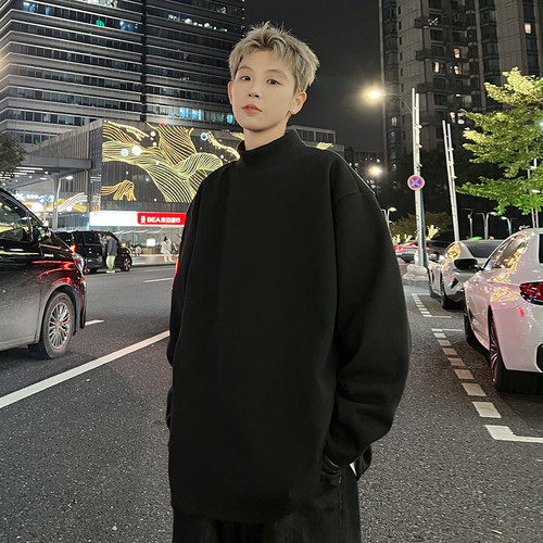 内搭打底衫男款秋冬季加绒半高领长袖t恤秋衣保暖卫衣德绒上衣服