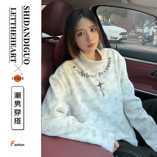 长袖 2026春秋季 t恤痞帅高级感内搭卫衣 男款 扎染半高领德绒打底衫