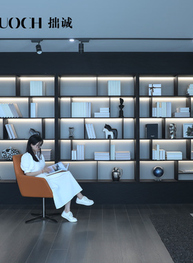 意式简约书柜书架组合客厅书房落地靠墙大储物柜置物架装饰柜定制