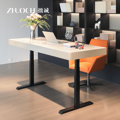意式极简烤漆电动升降桌简约现代家用双人书桌书房办公桌学习桌子