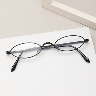 新款 老花镜 金属椭圆小框女士潮素颜老花眼镜中老年防蓝光高清时尚