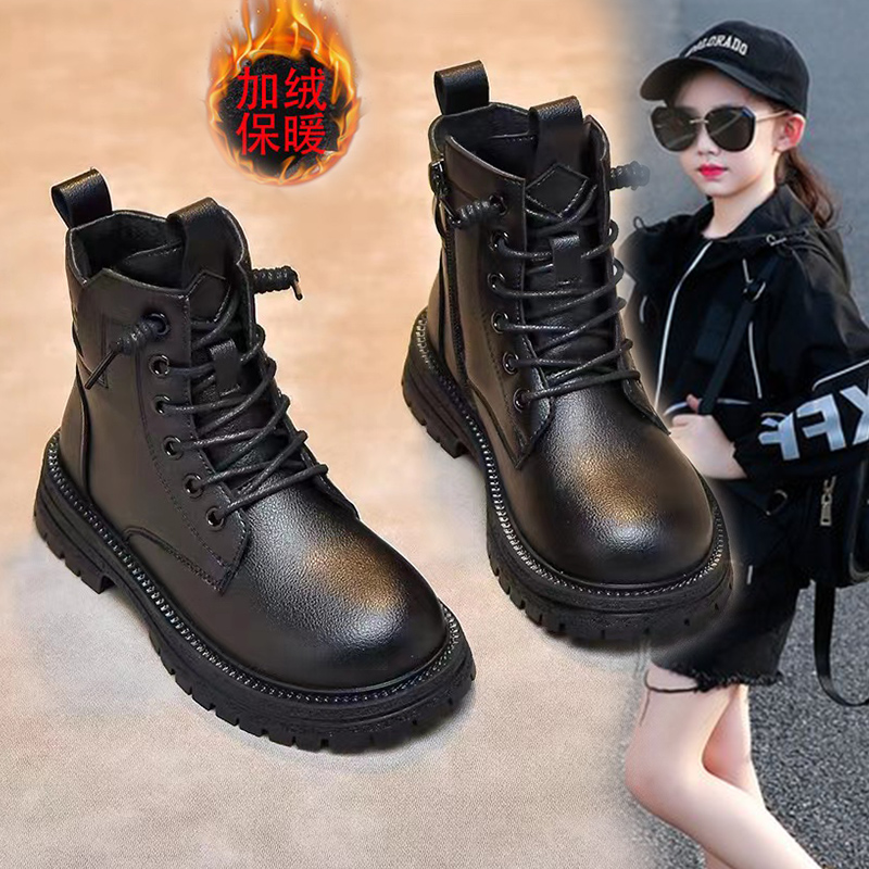 品牌马丁靴儿童冬季新款棉靴皮靴