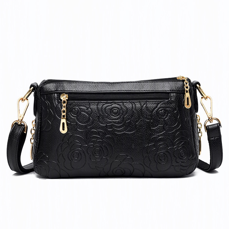 多层多兜拉链手提单肩斜挎小包2021新款女包中年妈妈百搭气质软皮