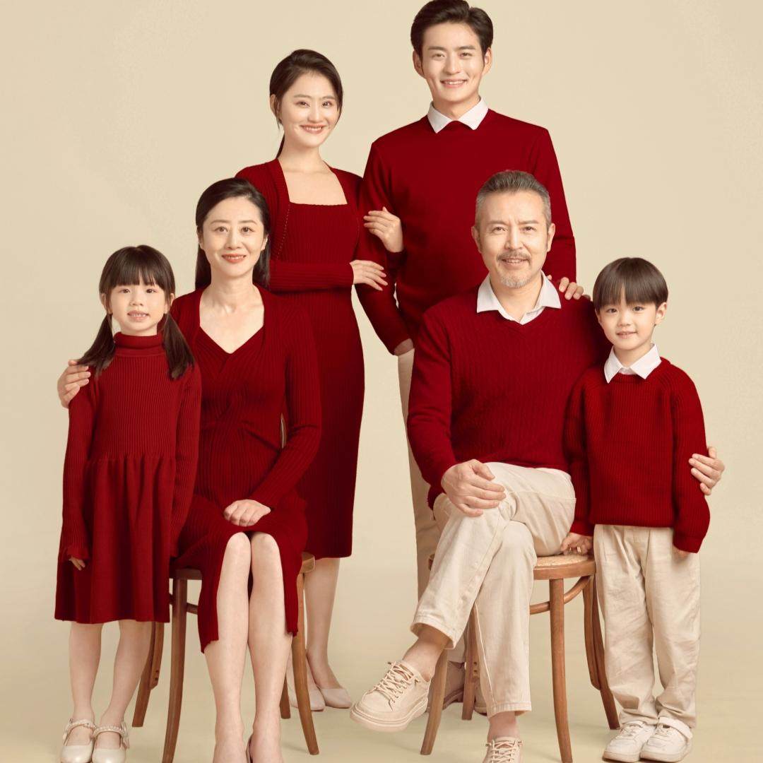 全家福主题摄影服家庭装六口毛衣