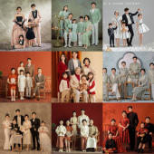 一家六口全家福艺术拍照写真衣服 儿童摄影服装 新款 影楼高档亲子装