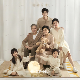 影楼亲子摄影主题服装一家六口简约家庭装合影居家日常毛衣全家福