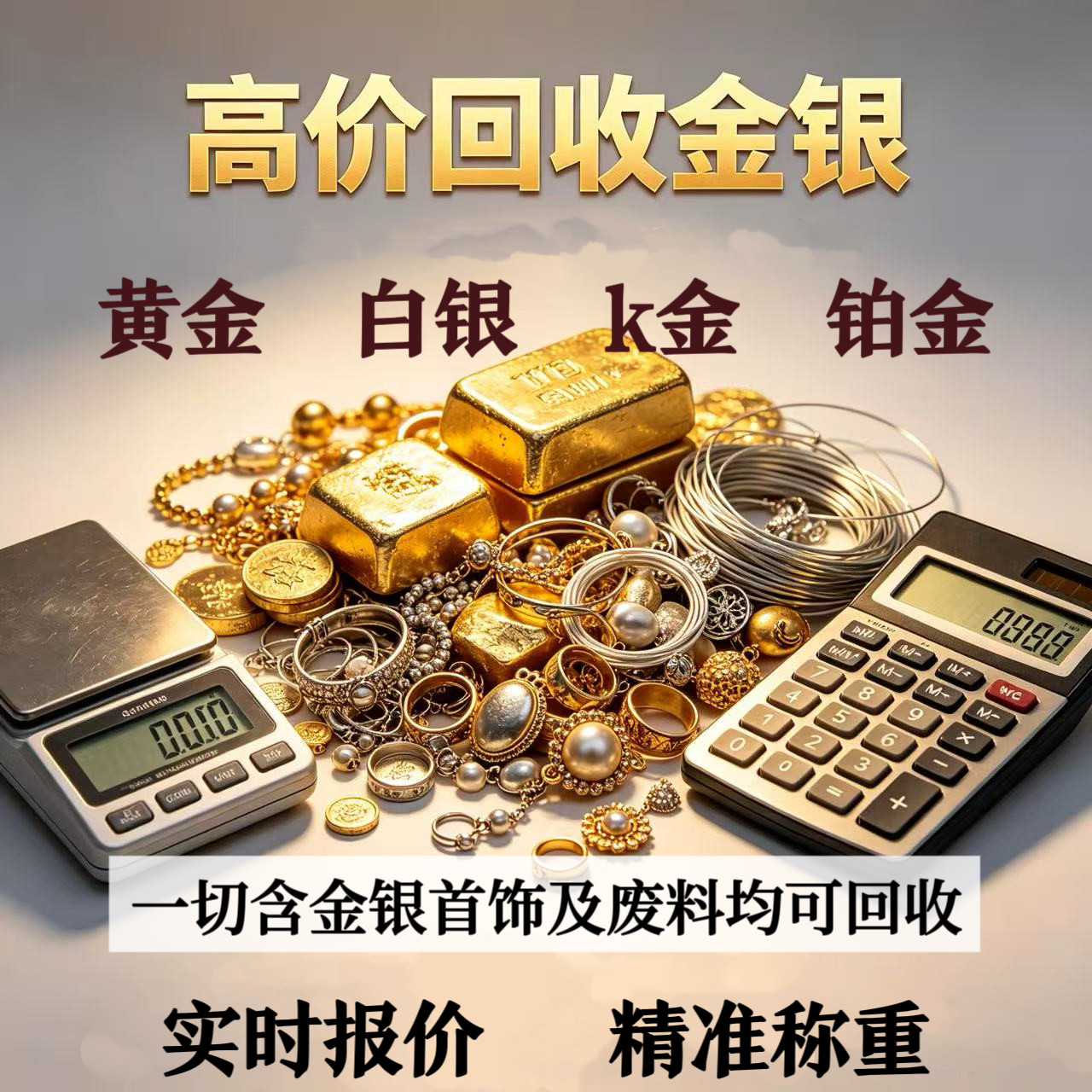黄金高价回收白银925银饰制品银条足银浆999手镯首饰项链纯银收购