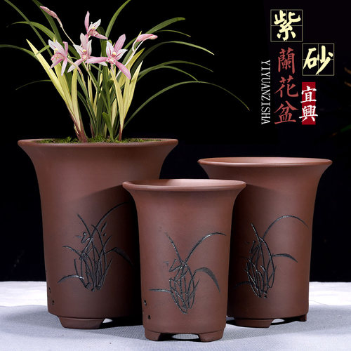 紫砂花盆兰花盆墨兰花专用花盆