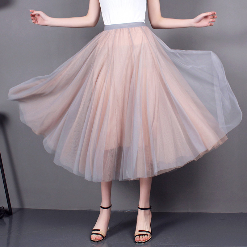 网纱温柔大气轻熟风半身裙显瘦垂感不显跨蓬蓬裙大摆a字裙纱裙