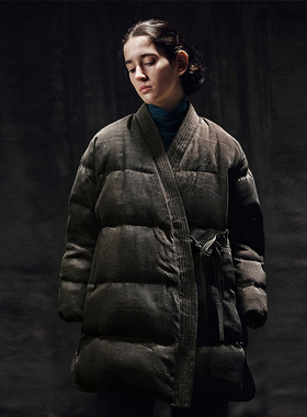 知笔墨2025桑蚕丝羽绒衣95白鹅绒加厚保暖系带冬季