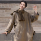 知笔墨2025秋款 复古风改良旗袍 线香色高端简约上衣外套亚麻新中式