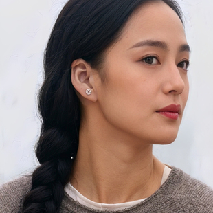 S999纯银铜钱耳钉女简约百搭小巧精致耳环 999银铜钱耳钉
