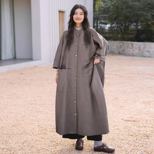 亚麻长衫 新中式 暮云灰进口日晒干棉麻连衣裙袍子 知笔墨2025春款
