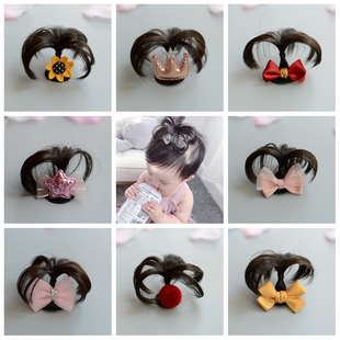 婴幼儿冲天炮假发头饰安全夹毛毛夹宝宝婴儿假发卷发饰0-18个月