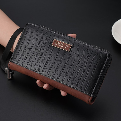 CarrKen鳄鱼纹男士商务拉链手包