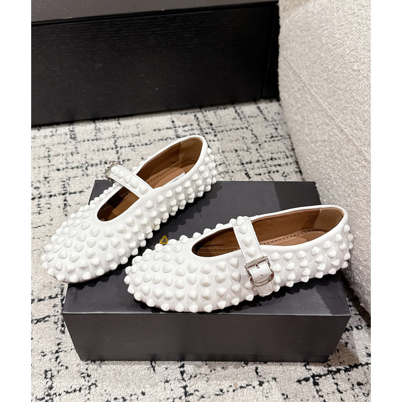 铆钉水钻重工网洞玛丽珍平底奶奶鞋透气真皮单鞋百搭大码女鞋