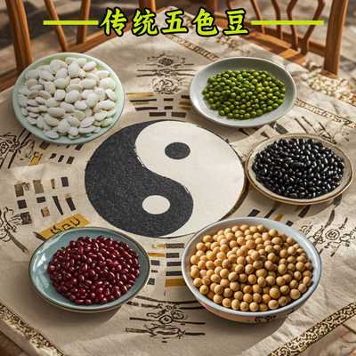 传统五色豆古代风水豆子黄豆黑豆绿豆红豆白扁豆杂豆五谷杂粮