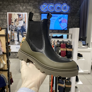 ECCO爱步靴子女 2023秋季新款马丁靴真皮中筒靴短靴 革新214783