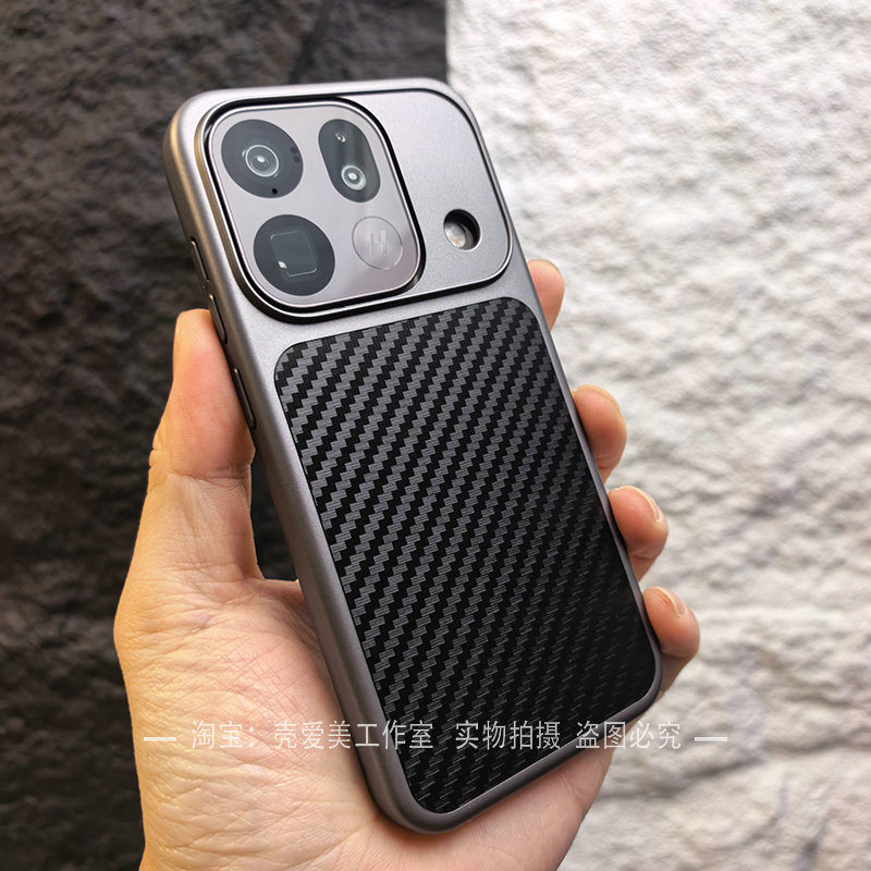 内置磁吸适用于OPPOfindx9spro手机壳凯夫拉纹x9ultra电镀钛灰x9pro高级感findx8pro百搭防指纹x8ultra硬壳男