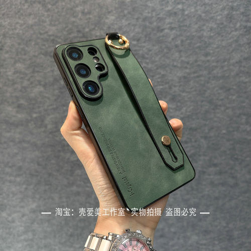 精孔镜头全包保护三星s26ultra手机壳s26+羊巴皮s25ultra一体腕带支架超方便s24plus简约s23多功能s22硬壳s21