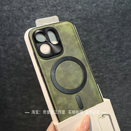 高级感适用于OPPOreno15pro手机壳金属雕花磁吸reno14保护套13简约12素皮11防滑findx9pro男女款x8商务x7/x6