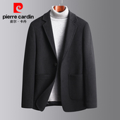 新款 毛呢大衣西装 男士 皮尔卡丹秋冬季 商务休闲短款 羊毛呢西服外套