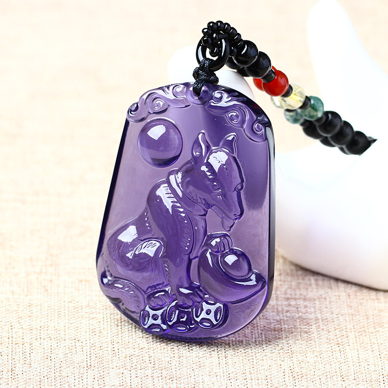 紫水晶生肖狗的神犬守护玉狗贵犬通财吊坠狗型狗形饰品饰物吉祥物