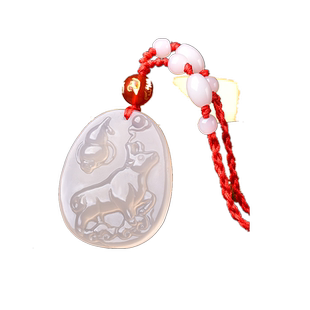 宋韶光2026马年吉祥物生肖属蛇灵鹿长春白玉髓吊坠挂件