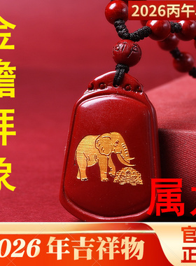 金蟾拜象吉贵宏吊坠2026年属龙吉祥朱砂生肖龙项链挂件