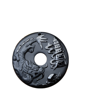 祥龙护塔黑曜石生肖龙吊坠玉龙吉祥物龙型龙形饰品饰物玉石挂件