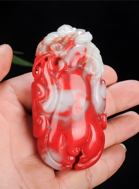 玉器新疆和田羊脂玉佛手把件红玉彩玉白玉福寿如意手把件挂件