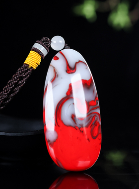 玉器天然新疆和田玉鸡血玉红白玉原石手把玩件腰件鸡血玉飘花