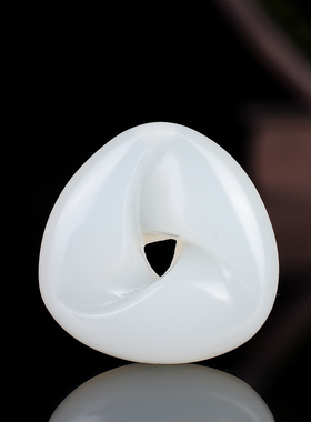 新疆雕刻保色包邮其他包金和田白玉镂空时来运转挂件吊坠玉佩饰品