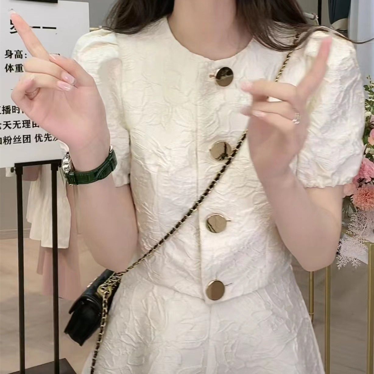 夏季富家千金小香风时尚洋气质上衣遮肉半身裙两件套装法式连衣裙