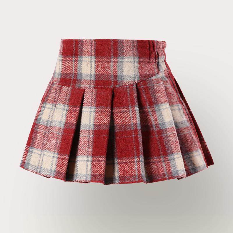 女童酒红格子毛呢半身裙秋冬加厚学院风百褶裙女孩休闲百搭短裙,童装/婴儿装/亲子装,半身裙,淘宝优惠券,粉丝福利购,淘宝优惠卷