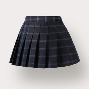 女童学院百褶裙春夏JK格子短裙女孩防走光a字格子复古休闲半身裙