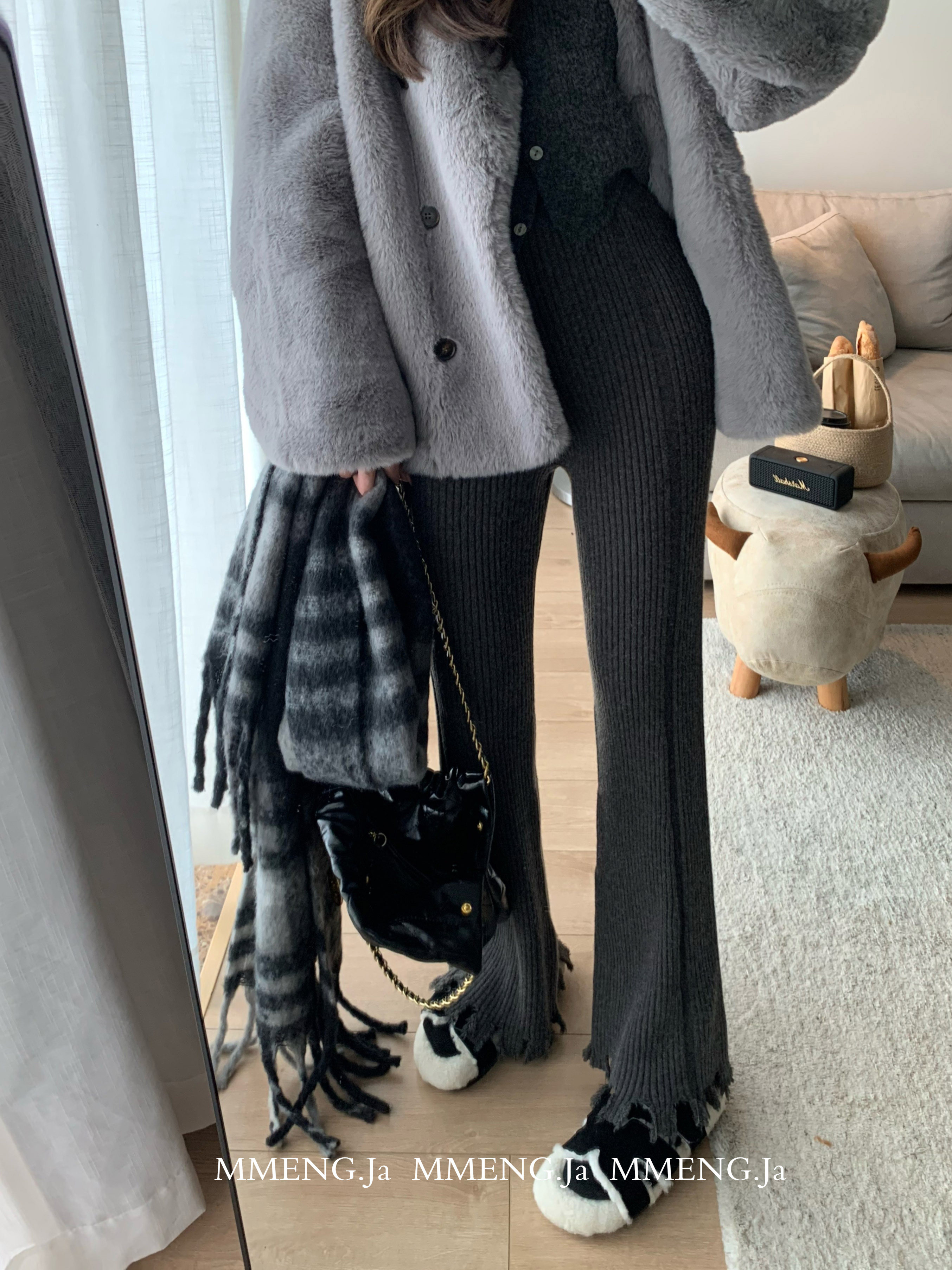 MMENGJA」宝藏神裤 针织情节懒懒垂坠微喇休闲针织裤不规则裤脚,女装/女士精品,休闲裤,淘宝优惠券,粉丝福利购,淘宝优惠卷