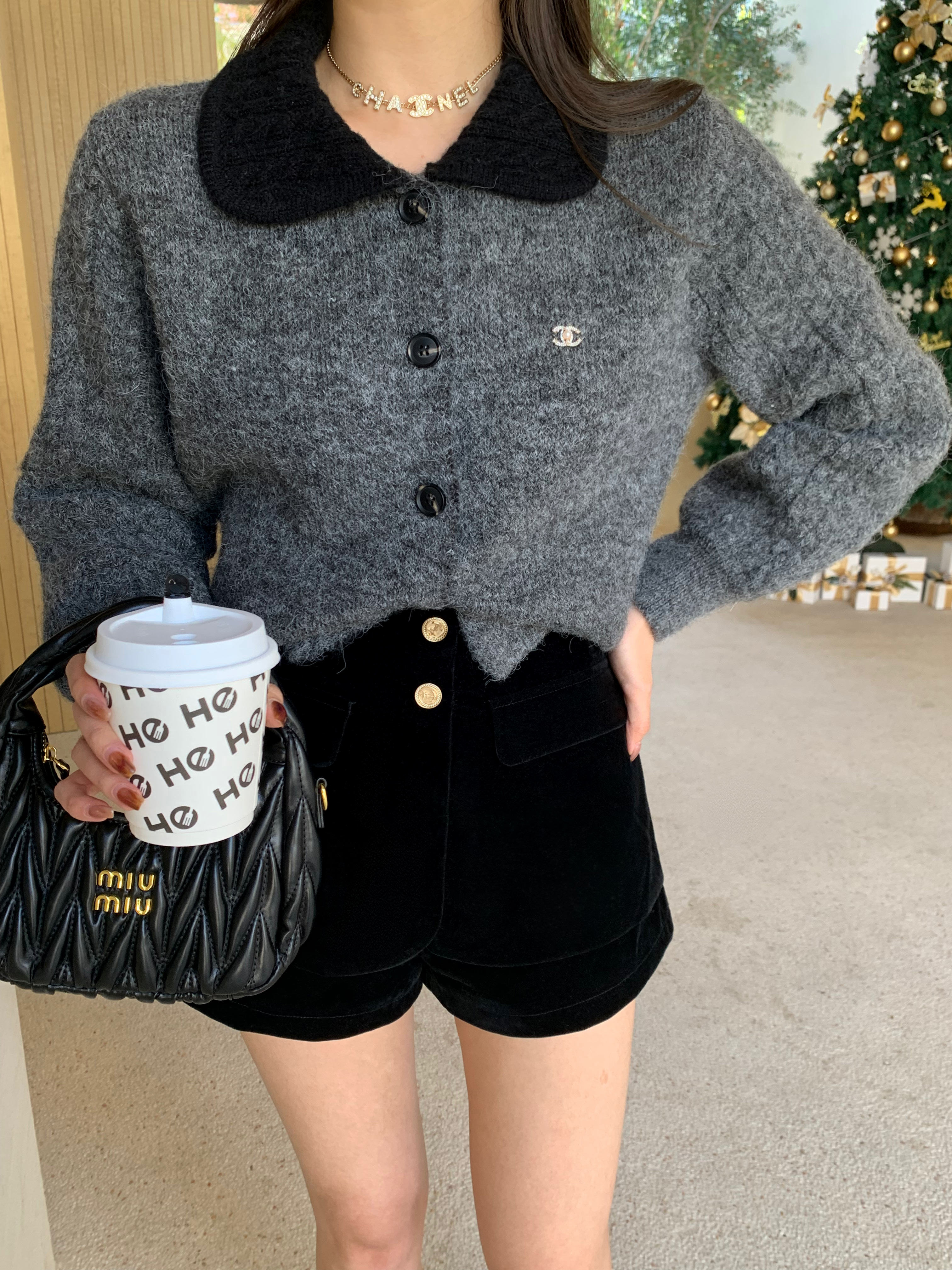 MMENGJA高腰短裤丝绒休闲裤气质