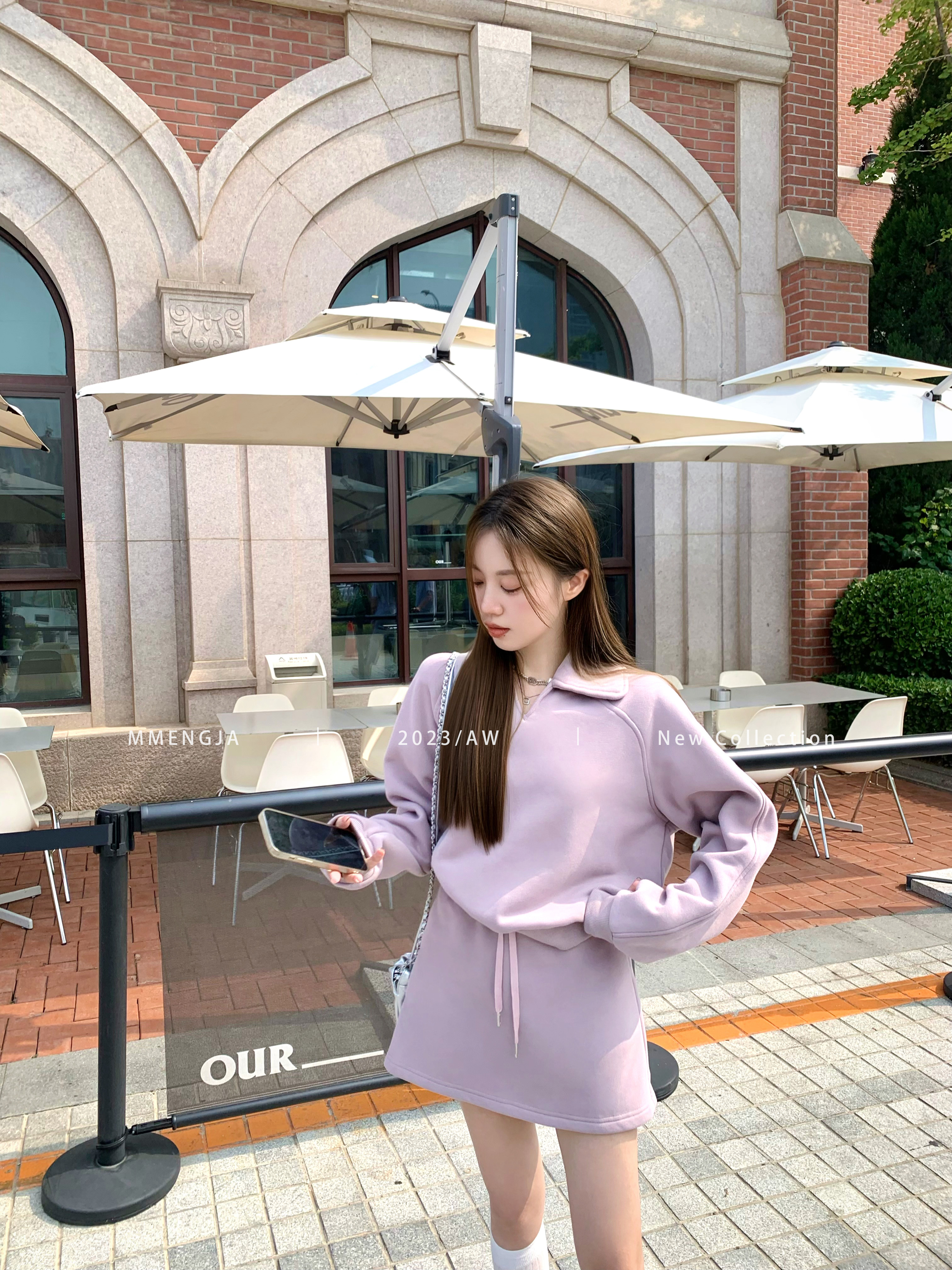 萌萌Ja」绵绵紫卫衣套装